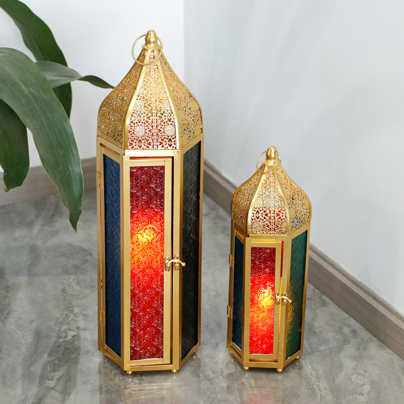 Ensemble de 2 lanternes à bougie marocaines 22,5 "et 15" H