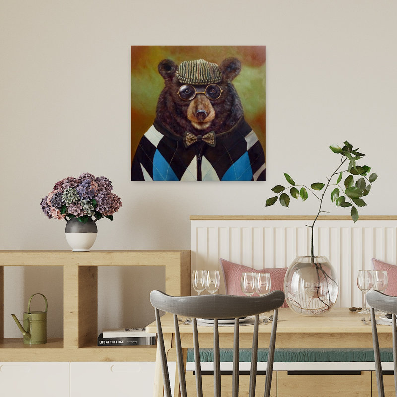 Papa, ours, art urbain contemporain, H 18 po x l 18 po