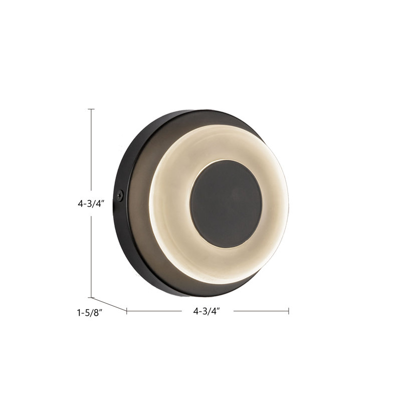 Stephord 1 - Light LED Flush Mounted Sconce, White, Black, Frosted Glass