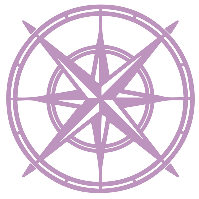 Décalcomanie murale boussole north star, H 30 po x l 30 po x P 0,01 po, Lilas