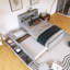 Lit plateforme double en bois avec port USB, lit gigogne simple et 3 tiroirs-457941541-457941543