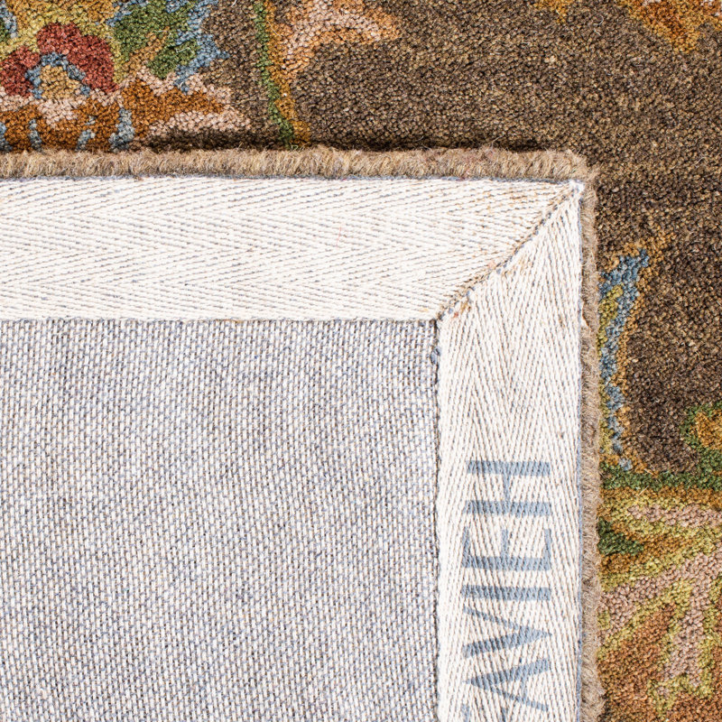 Tapis vert / beige en laine touffeté à la main Cranmore, Carré 6 pi