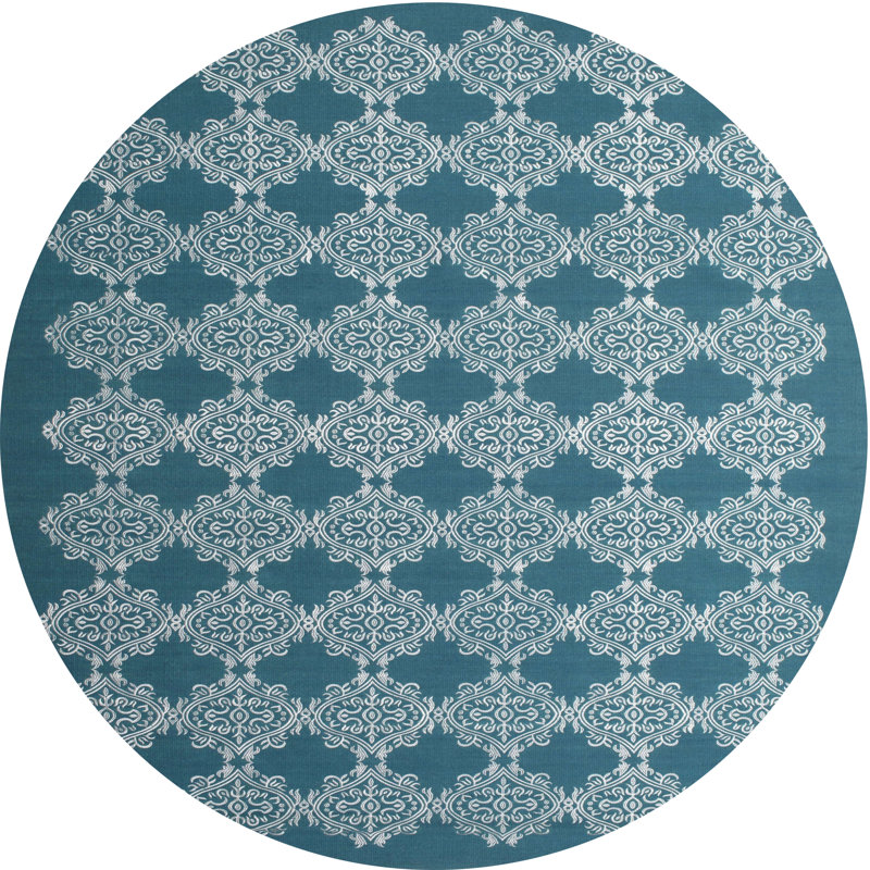 Tapis de zone bleu contemporain, Rond 7 pi