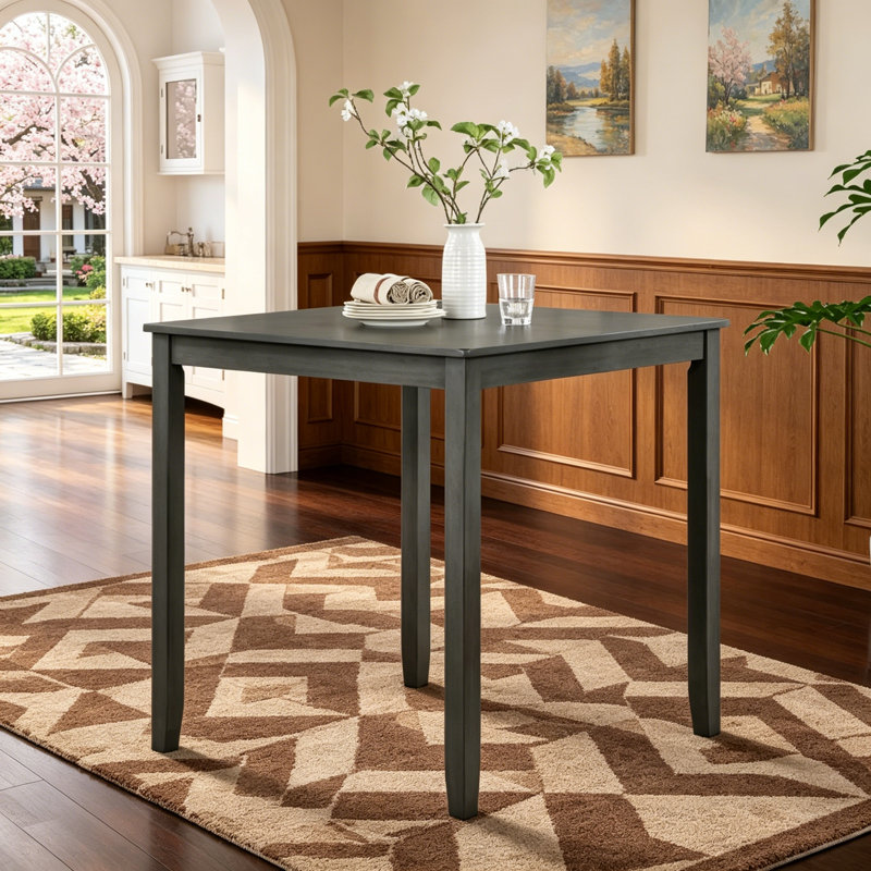 Table de salle à manger en bois, table de cuisine, pieds en bois massif, table seulement, Gris