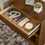 Table de bout avec tiroir en verre et hublots, rangement spacieux, trou de sortie de chevet de style rétro Mid-Century moderne, look, -