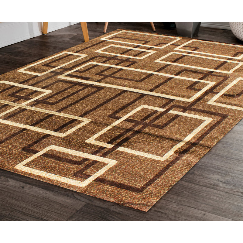 Tapis brun à motif abstrait Jep