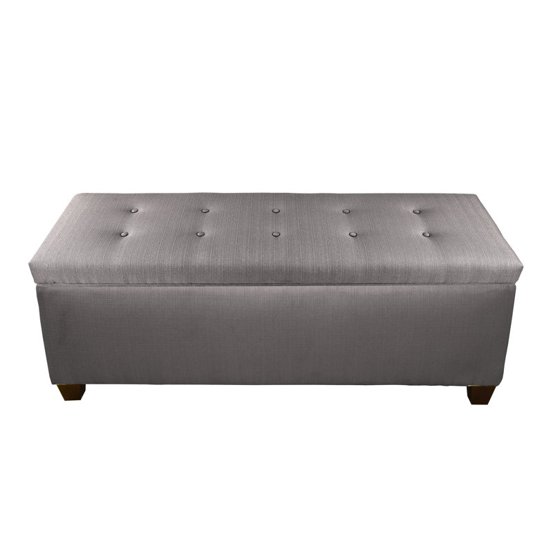 Upholstered Storage Bench, Red/Gray