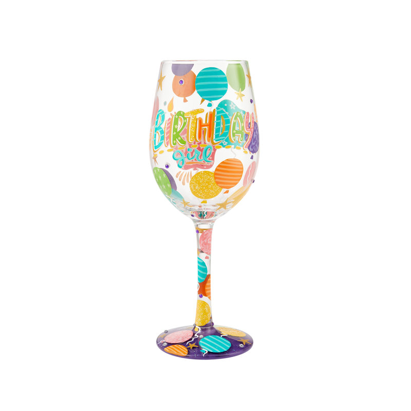 Lolita Birthday Hand Painted Girl Wine Glass 8.8in H