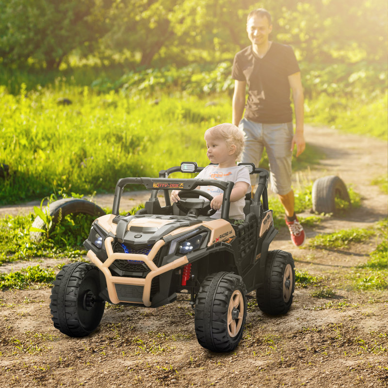 HOMCOM Battery Powered Ride On with Remote Control, Khaki