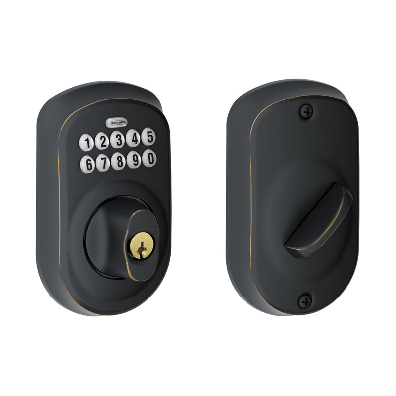 Schlage Keypad Deadbolt with Plymouth Trim, Aged Bronze