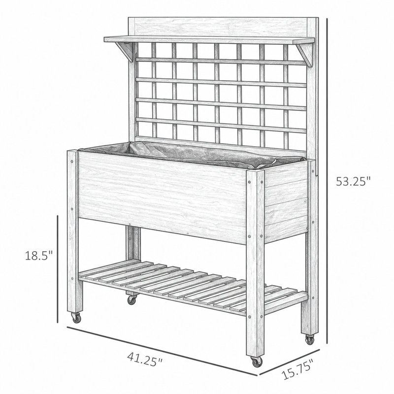 53.25 in. H x 41.25 in. W Lattice Panel Trellis, Grey