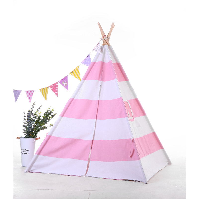 Blue Elephant 121.92cm W x 121.92cm D Indoor Cotton Triangular Play Tent, Pink