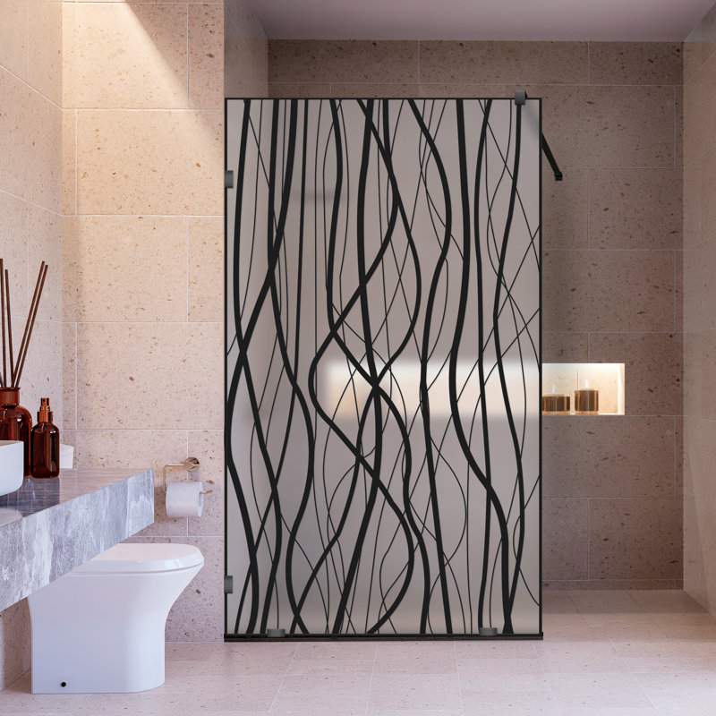 Écran de douche en verre de style industriel l 35 1/2 po x H 75 po, Gauche, Gelé