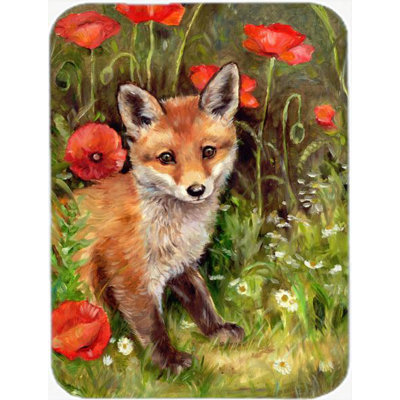 Caroline's Treasures Fox Cub Glass Cutting Board