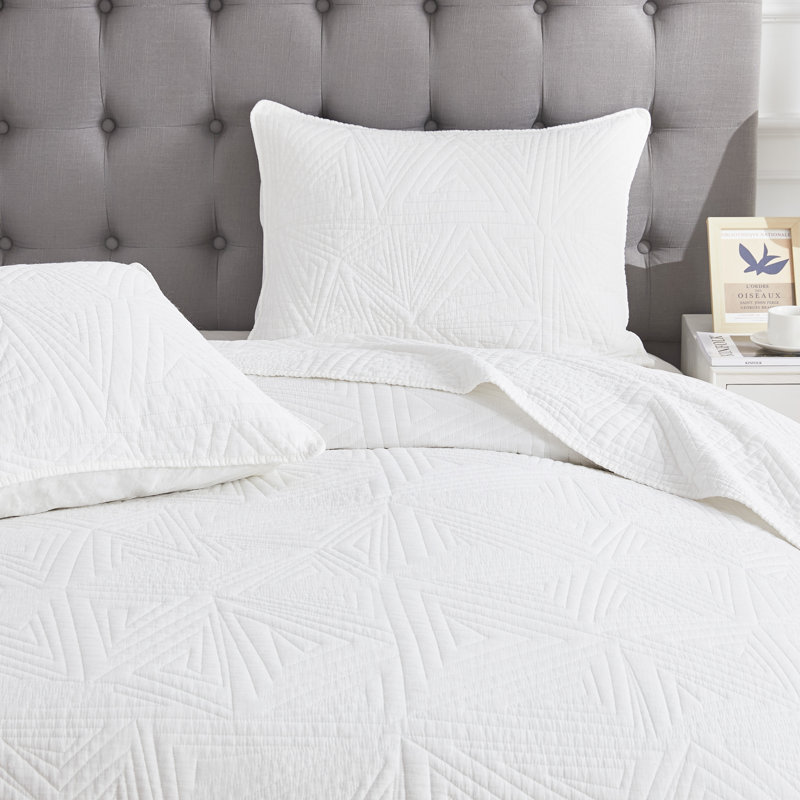 Ensemble de courtepointe Triangles, Grand lit, Blanc