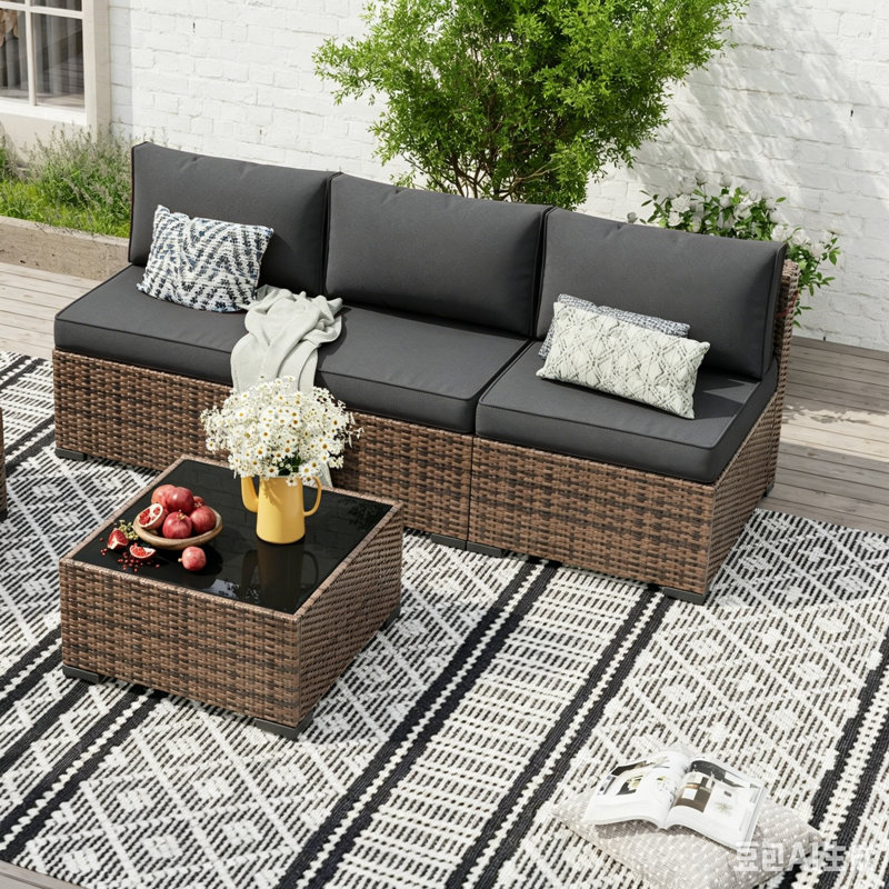 L'ensemble 3 pièces comprend deux fauteuils d'angle et un fauteuil sans accoudoirs, Gris