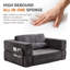 Canapé-lit pliable modulaire PlayCouch pour salon et chambre à coucher à extension instantanée, confortable et créatif avec un siège latéral, gris foncé.-753234871