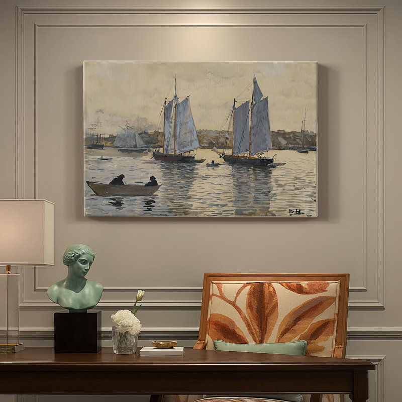 Schooners in Gloucester Harbour-Winslow Homer-Gallery, toile tendue-c. 1873, 40 x 60