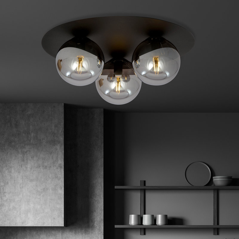 Belkis 3-Light 16cm Spotlight, Graphite, 37cm H x 70cm W x 65cm D