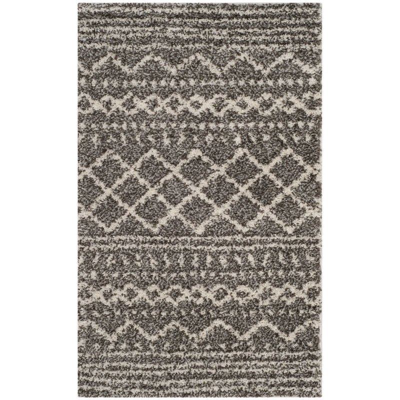 Develin Performance Geometric Rug, Rectangle 9' x 12', Brown/Ivory