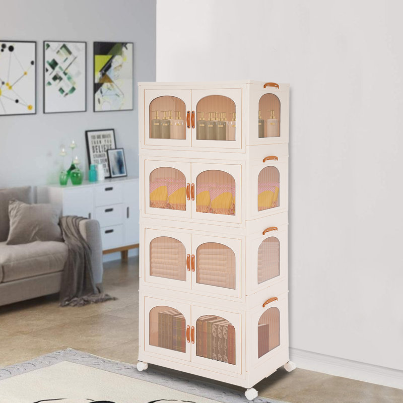 Collapsible Storage Bins With Lids & Wheels(4 Tier)