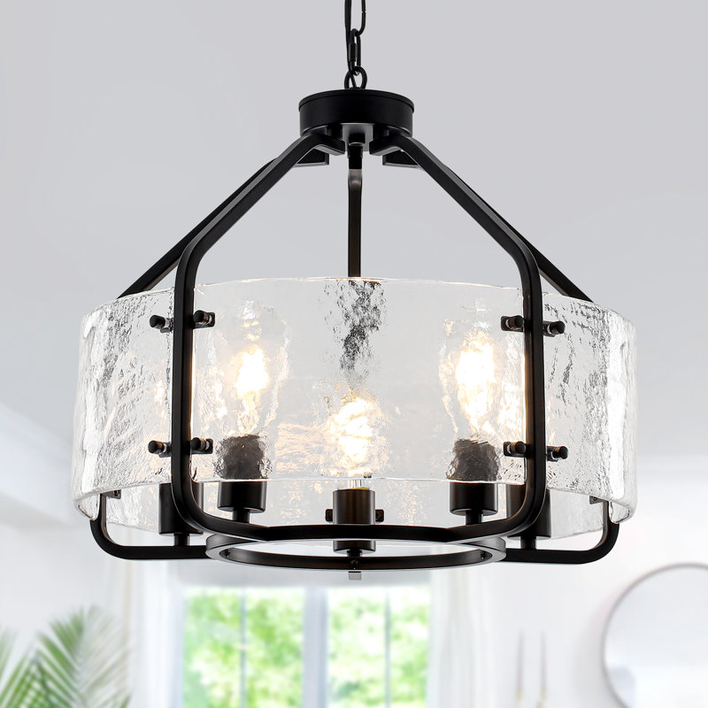 Lustre de style campagnard à 5 ampoules à intensité variable de 19,68 po, Matte Black