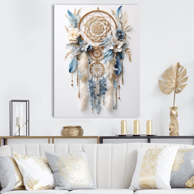 Attrape-rêves blanc et bleu Tranquility sur toile