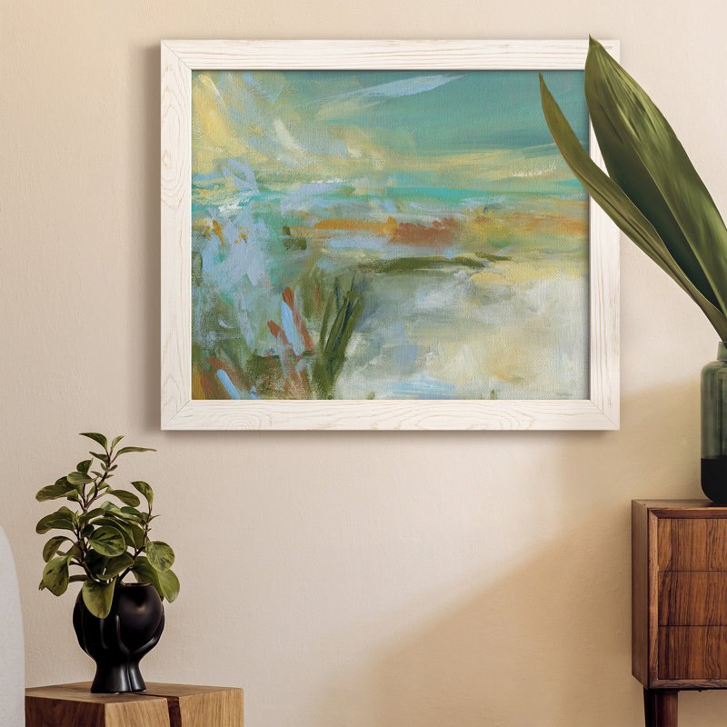 Plage de sable - peinture encadrée, Blanc, H 24 po x l 18 po x P 1,5 po, Pas de tapis