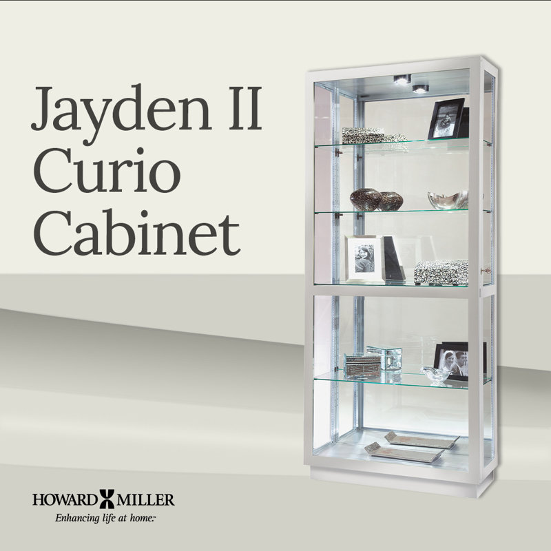 Jayden Lighted Curio Cabinet, Silver