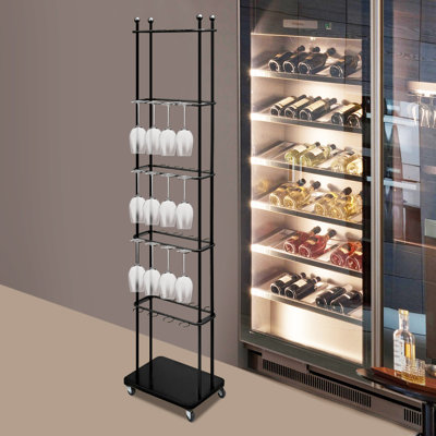 5-Tier Champagne Glass Rack With Wheels - Gold Metal Wine Holder For Parties, Weddings & Home Use