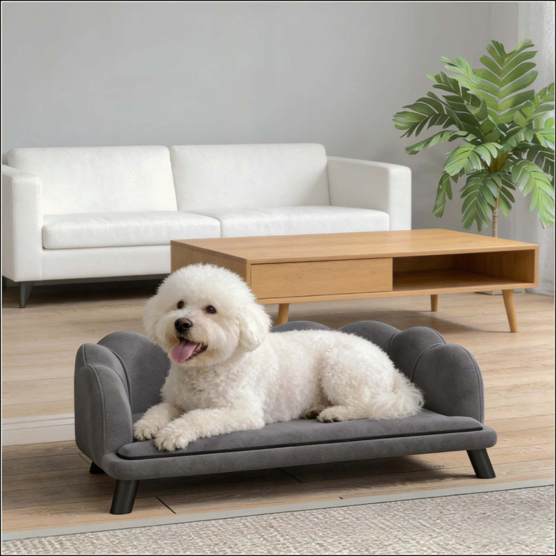 Le luxueux canapé-lit pour animal de compagnie Pearl, parfait pour les petits et moyens animaux, allie confort et élégance dans votre maison.