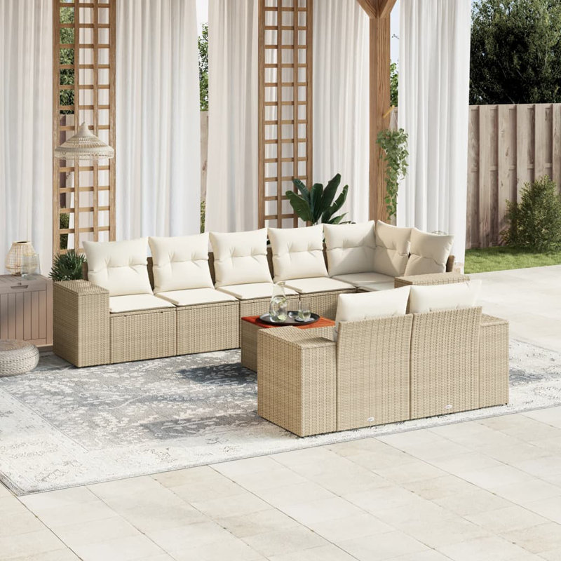 Ensemble de canapé de jardin modulaire en PE rotin beige