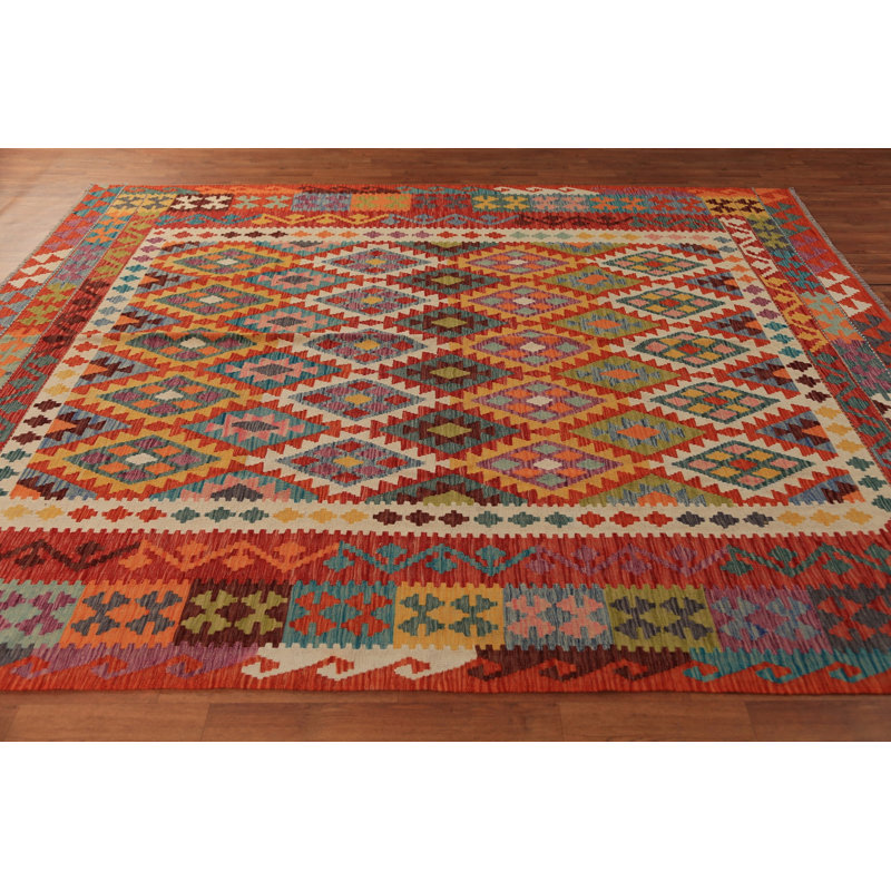 Tapis oriental kilim en laine à tissage plat 8 x 10