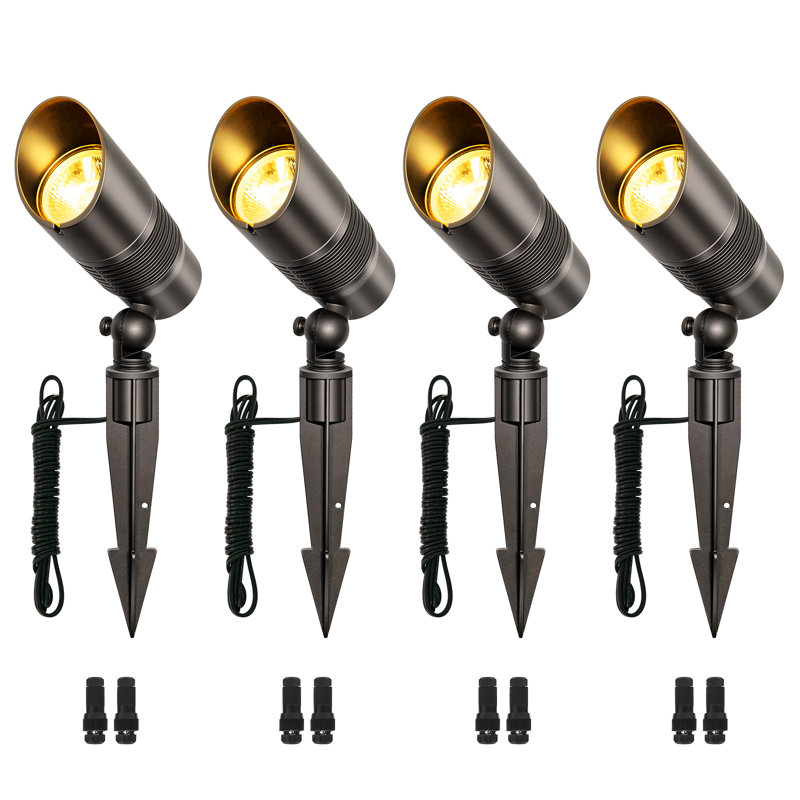4PK Adjustable LED Bullet Spot Light - Low Voltage Landscape Lighting for Trees, Fences, Driveways