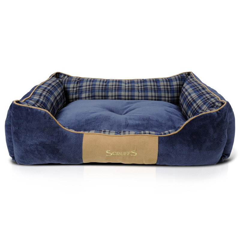 Highland Polyester Pet Bed, Blue/Black/Brown, 19cm H x 75cm W x 60cm D