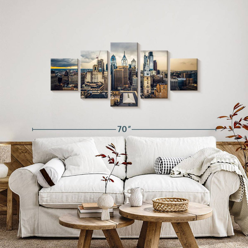 Stormy Skyline Of Philadelphia, 24" H x 55" W
