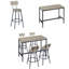 Pub High Dining Table Set, Industrial Style Pub Table, Pu Leather Bar Chairs-97893299-97893295-97893294