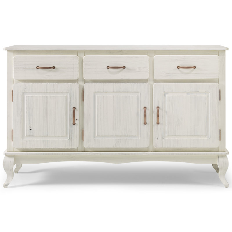 Wednesbury 57.28'' Solid Wood Sideboard, White Distressed
