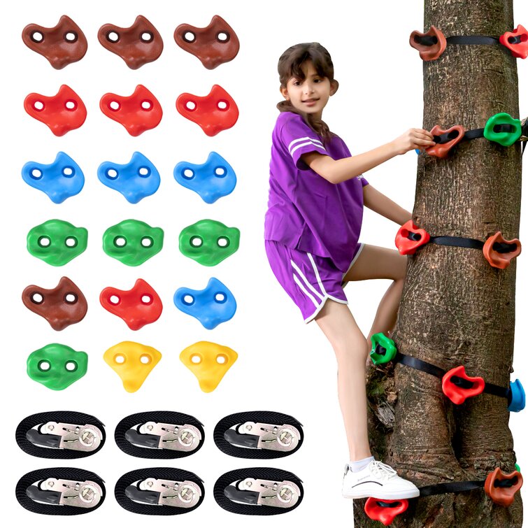 Prises d'Escalade 18 Prises d'Escalade d'Arbre Ninja avec six Sangles pour  Enfant et Adulte Chargé MAX 300 KG - Costway