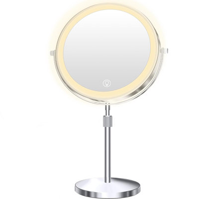 Double-Sided Lighted Makeup Mirror, 3 Color Modes & Dimming, 360° Swivel & Height Adjustable, For Bathroom Vanity