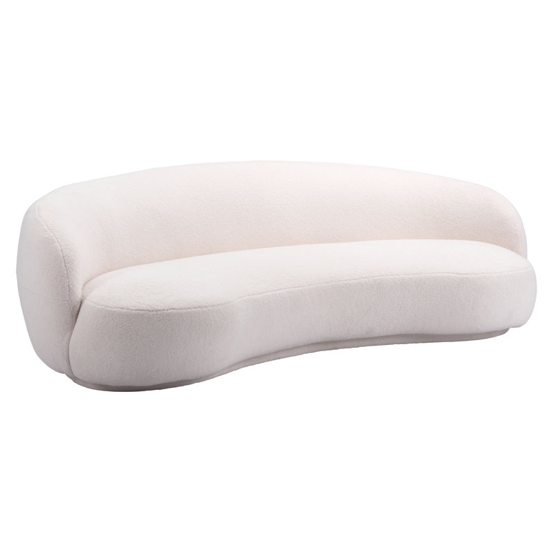 92.1'' Cream Polyester Curved Modern Sofa