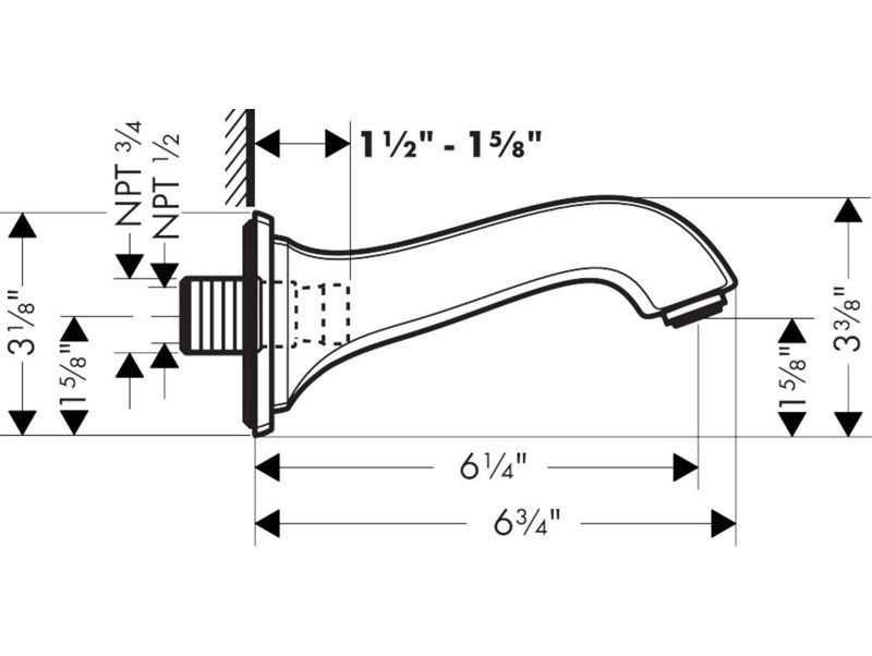 Metropol Classic Wall Mounted Tub Spout, Brushed Bronze