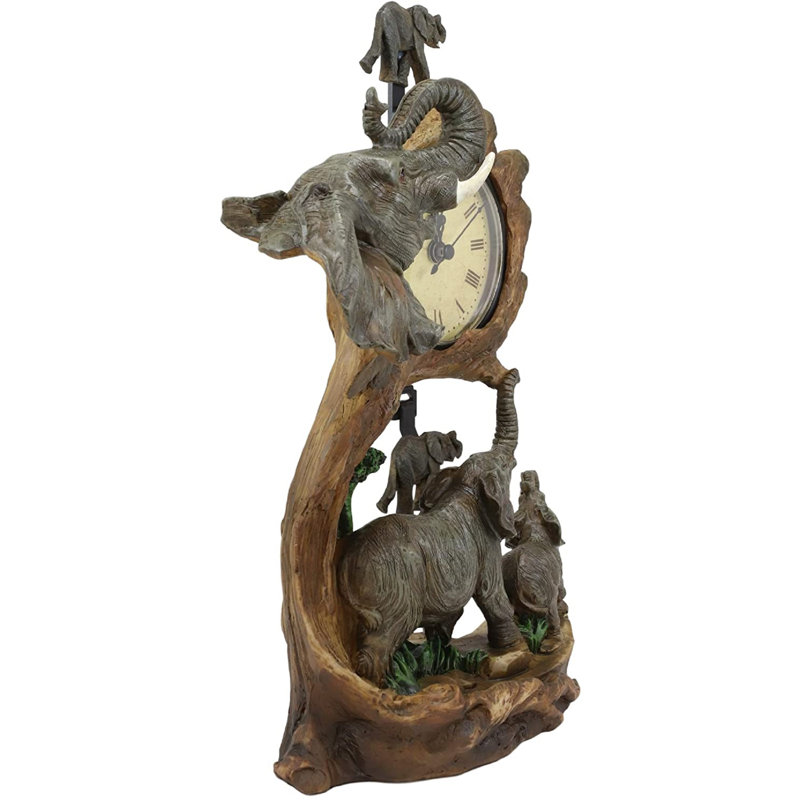 Roman Numeral Resin Quartz Movement / Crystal Tabletop Clock in Brown