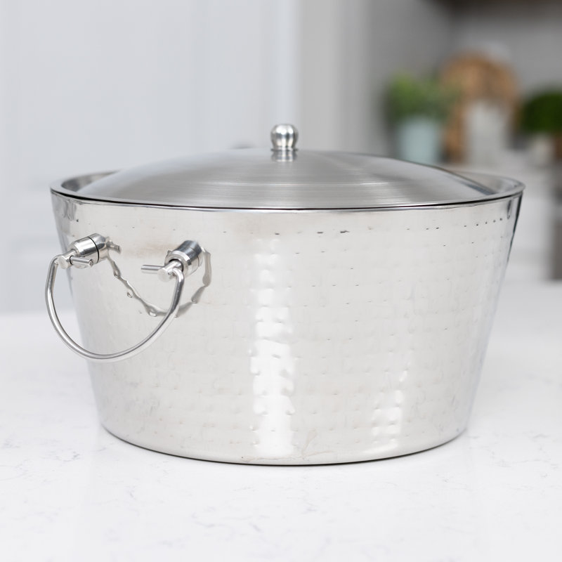 Hammered Stainless Steel Insulated Ice Bucket with Lid