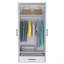 Armoire 180, deux tablettes, porte double, tringle en métal, un tiroir
