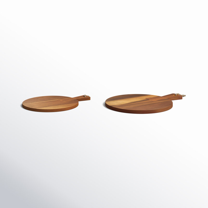 Rustic Serving Denmark 2 piece Acacia Wood Round Cutting Board Set