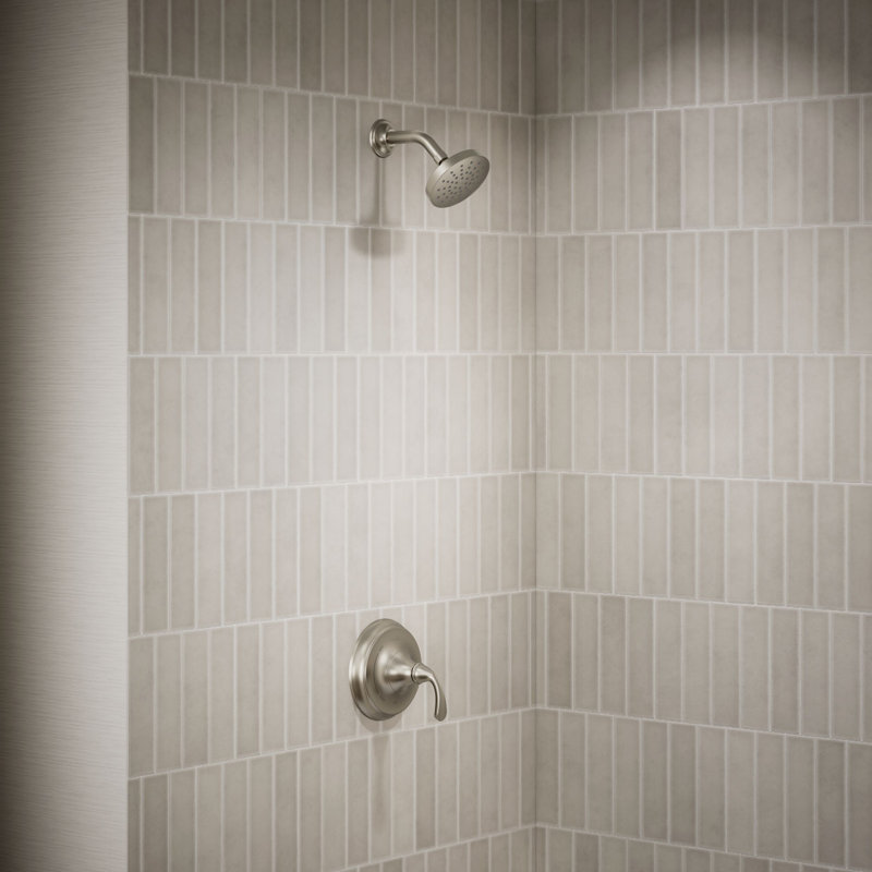 Kohler Forté Sculpted Rite-Temp Tub and Shower Faucet, Vibrant Brushed Nickel