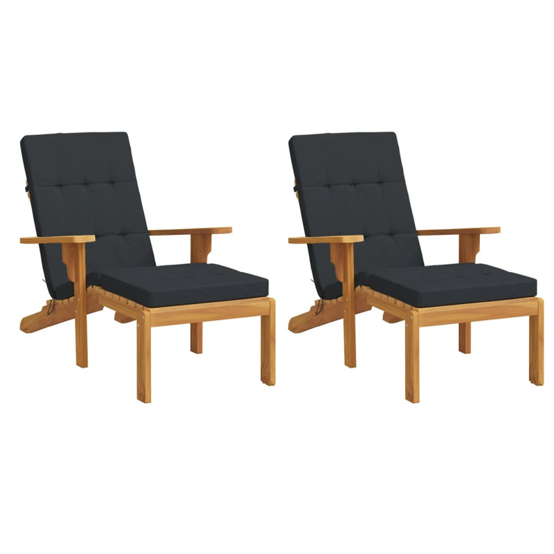 Outdoor 2.8'' Deck Chair Seat / Back Cushion, Black
