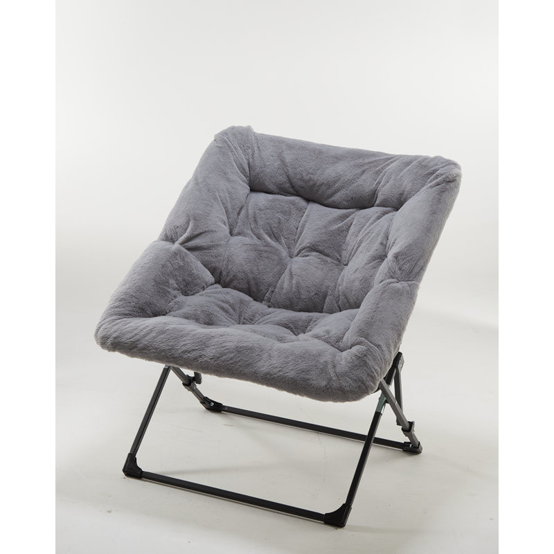 Reace Folding Papasan Accent Chair, Gray/Black