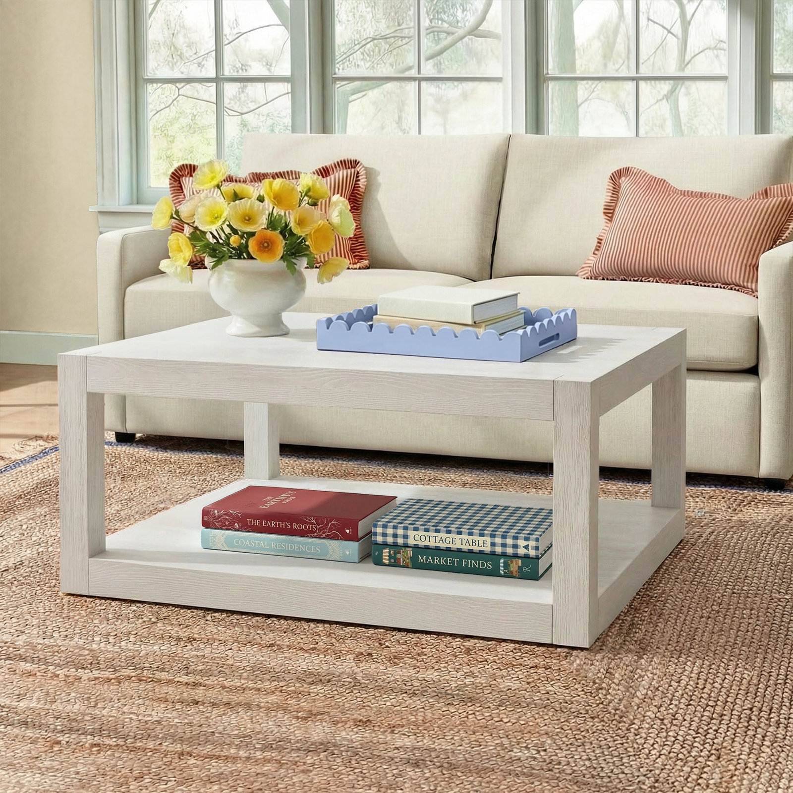 Rosalie Solid Wood Coffee Table, 17" H x 38" L x 38" W